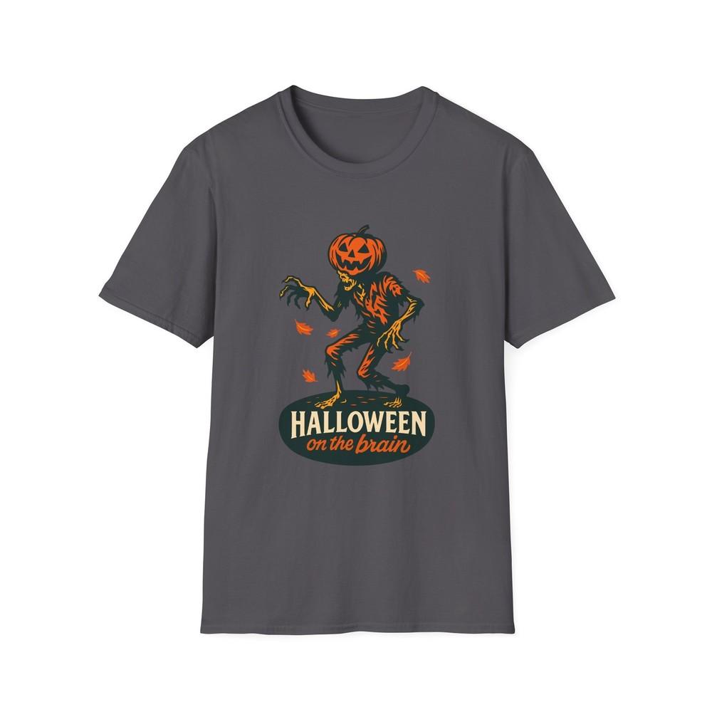 

Unisex Softstyle T-Shirt Zombie Jack-O’-Lantern Brain Funny Fall Halloween 2XL