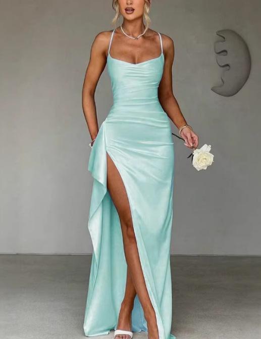 2026 Europäischer und Amerikanischer Sommer Neues Elegantes Promi-Stil Temperament Sexy Schlankes Langes Geschlitztes Kleid Langes Kleid