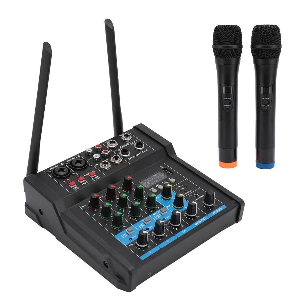 ASHATA Wireless Handheld Microphone Karaoke Mixer System UHF Dynamic 4-Channel Sound Conference Home Karaoke Singing