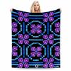 Pixel Art Style Blanket with Purple and Blue Geometric Floral Design Blanket, Suitable for Use In the Bedroom, Living Room, On the Sofa