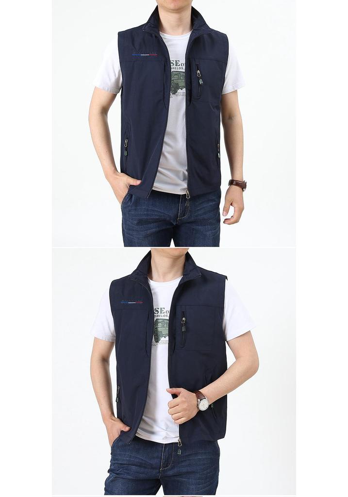 Vestă Casual pentru Bărbați, pentru Exterior, cu Fermoar și Buzunare Multiple, pentru Pescuit și Fotografie, pentru Primăvară și Toamnă