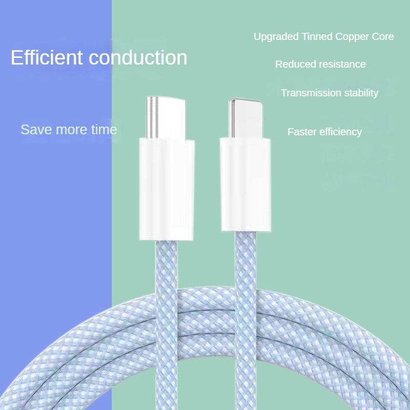 60W 5A Fast Charging Type-C PD Cable Pure Copper Conductor Nylon Braided for Phone