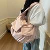 Korean version of simple lazy wind messenger bag women's large-capacity solid color versatile shoulder bag going out casual cotton clothes tote bag
