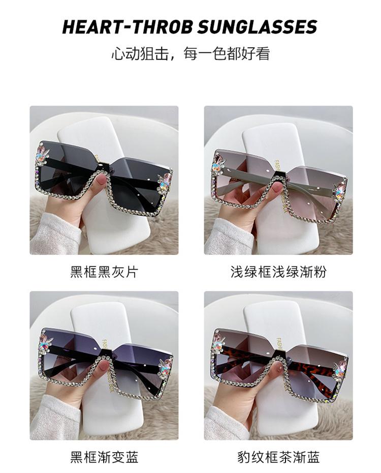 Rhinestone Shades Square Rimless Bling Bling Sunglasses With Diamond Designer Ladies Luxury Custom Logo Fashion Women Sunglasses