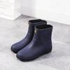 Fashion men's rain shoes medium tube rain boots non-slip water shoes short tube fleece rubber shoes kitchen car wash fishing work shoes
