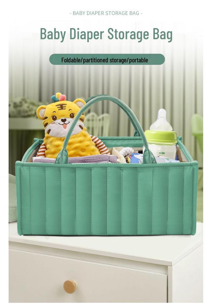 Multi-functional Large Capacity Foldable Cotton Diaper Bag for Moms