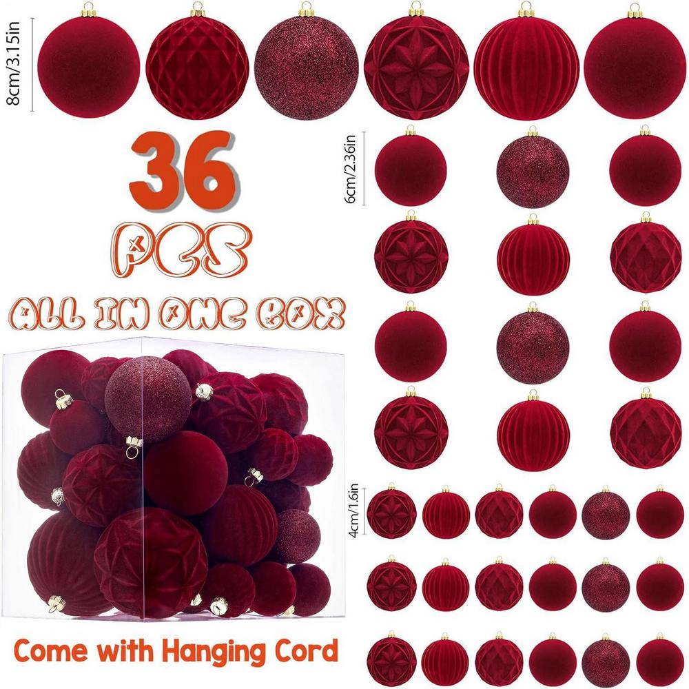

Velvet Christmas Balls Christmas Tree Decorations 5 Styles 3 Sizes Burgundy Red Green Flocked Ball Decor For Tree Wreath Door Others красный