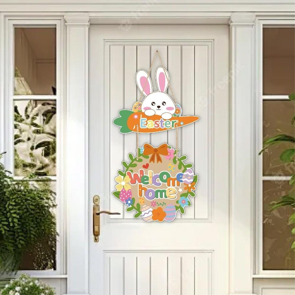 Cartoon Easter Door Hanger Colorful Easter Hanging Ornament Creative Bunny Egg Decor  Front Door