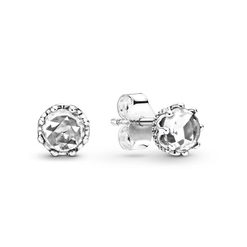 Authentic 925 Sterling Silver Circle & Infinity Stud Earrings Square Sparkle Stud Earrings For Women Europe Gift Diy Jewelry