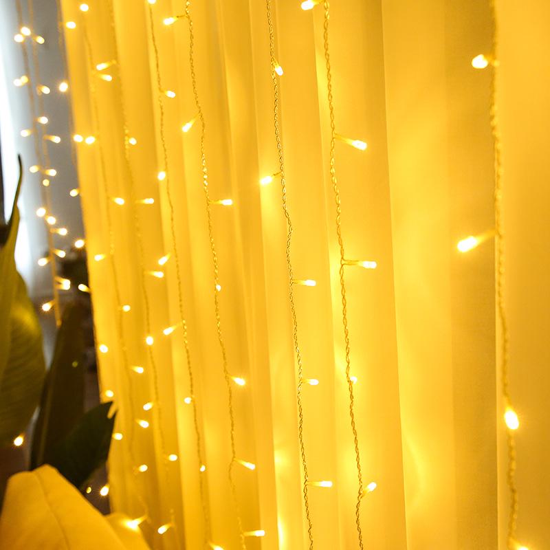 3x3m LED Curtain Colored Fairy Lights - Starry Waterfall Effect for Christmas