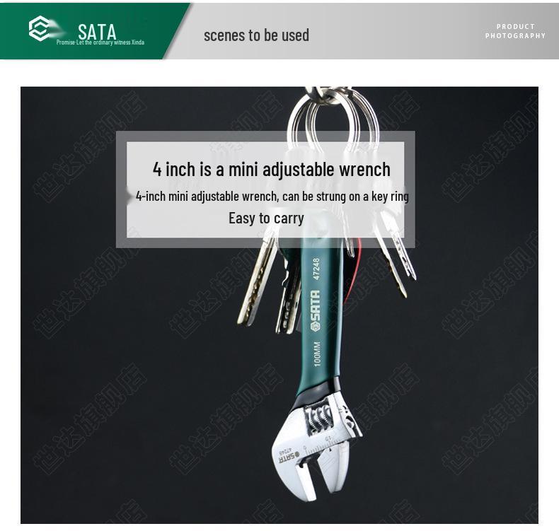 SATA Adjustable Carbon Steel Wrench with Plastic Handle (Models 47249, 47250, 47252)