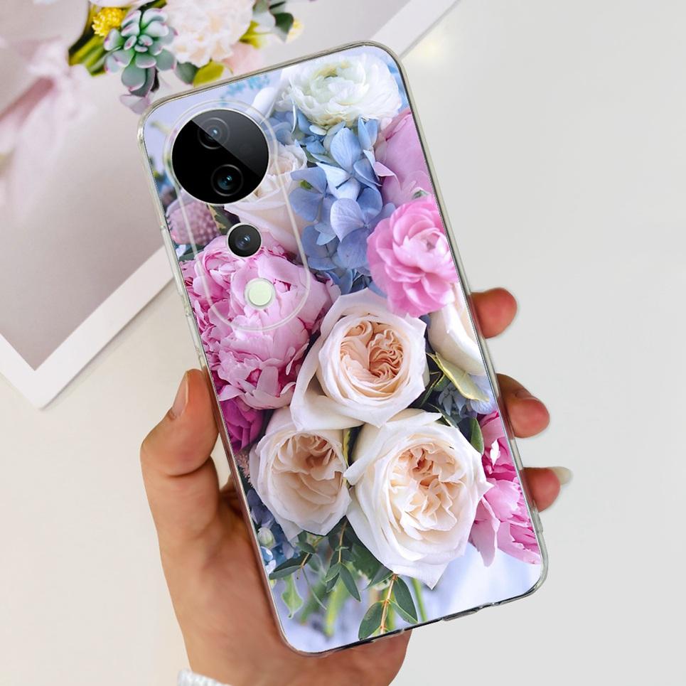 Flower Butterfly Women Fashion Back Cover For Vivo S19 Pro 5G V2362A Phone Funda Transparent Soft TPU Slim Silicone Bumper Etui