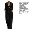 Women's Summer 2 Piece Sets Casual Half Sleeve V Neck Buttons Top And Wide Leg Pants Lounge Outfits with