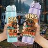 1PC Paws And Waves Surf Dog 750ml Color Plastic Sports Water Bottle Leakproof Flip Straw Lid Suitable for Sports Office Home Use