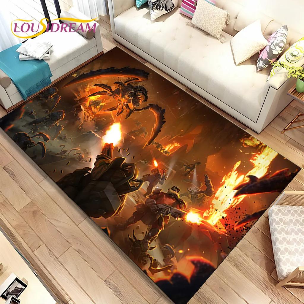 3D DRG Deep Rock Galactic Game Gamer Area Rug,Carpet Rug for Living Room Bedroom Sofa Doormat Decoration,kids Non-slip Floor Mat