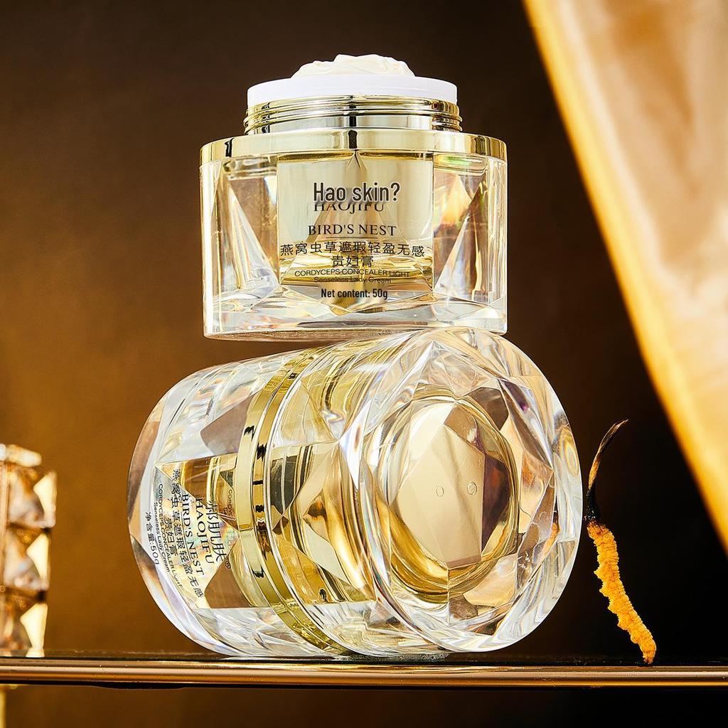 Hao Jifu Bird's Nest & Cordyceps Concealer Cream - Lightweight, Brightening Bare Face Cream for a Noble Glow