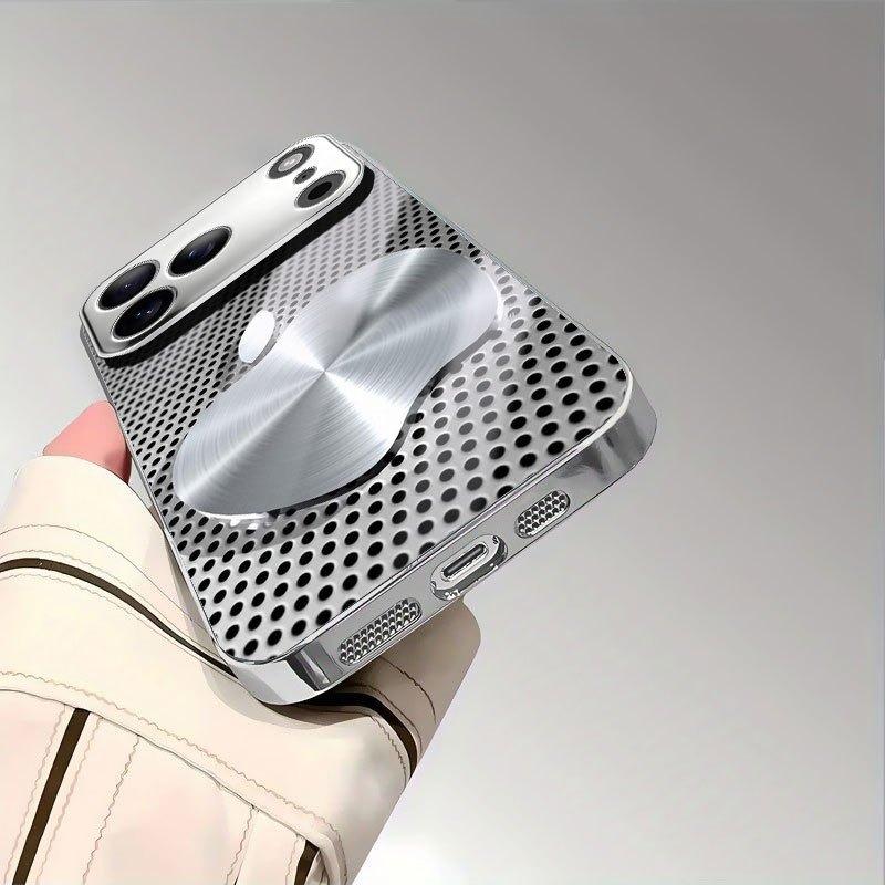 Metal Mesh For Apple Texture Pattern Glass Electroplated Phone Case For iPhone 17 16 15 14 13 12 11 Pro Max Plus 16E 17Air Cover