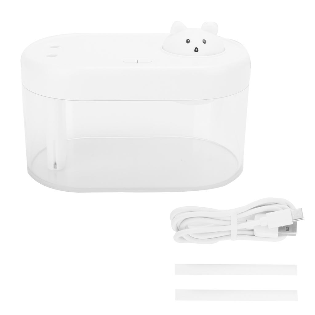1L Portable Mini Mute Desktop Double Spray Humidifier with Ambient Night Light for Home OfficeWhite