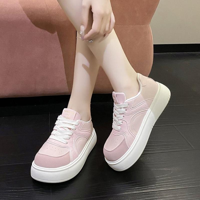 Candy color solid color board shoes new round head dopamine cute running shoes college style thick baseplate shoes