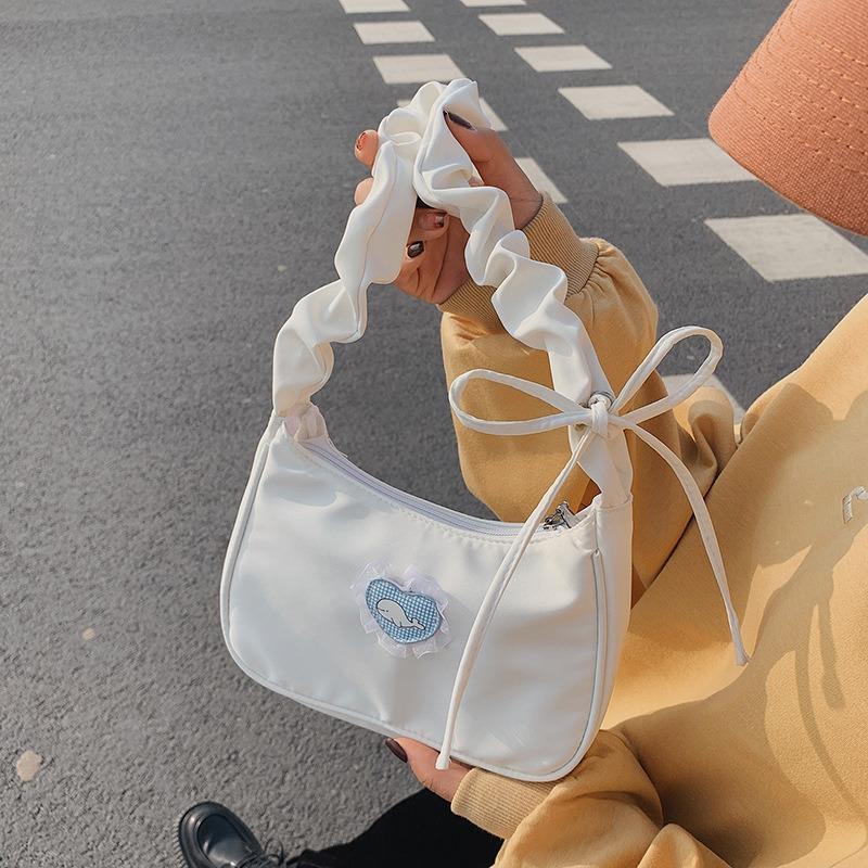 Niche Design Feeling Armpit Bag Women's Shoulder Bag Crescent Bag Pleated Cute Small Fresh Adjustable Drawstring Handbag