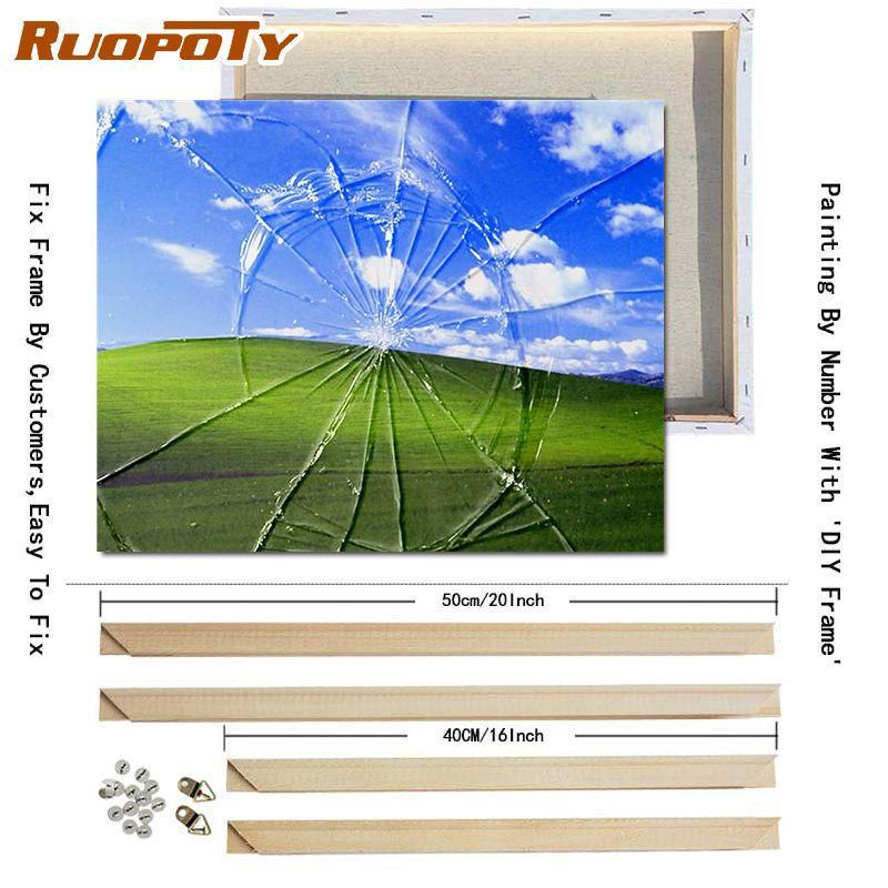 RUOPOTY Digital Natural Scenery Hand-Painted Art Gift Diy Digital Painting Set Room Decoration