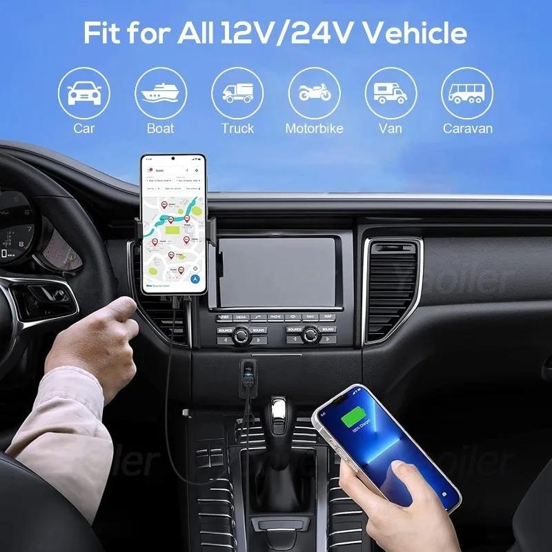 12V USB Outlet 66W Car Charger Socket 3 Ports Dual 18W QC3.0 Dual 30W PD3.0 Waterproof Power Outlet for Car Truck Golf RV Marine