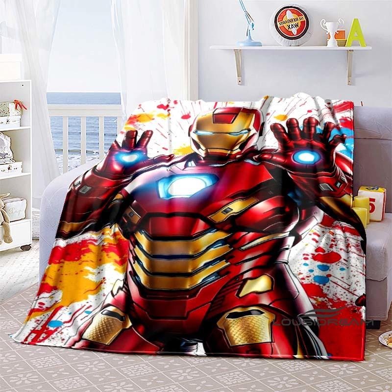 Iron Man Cartoon Comic Funny Expression Blanket, Warm Flannel Sofa Blanket, Home, Bedroom, Travel.