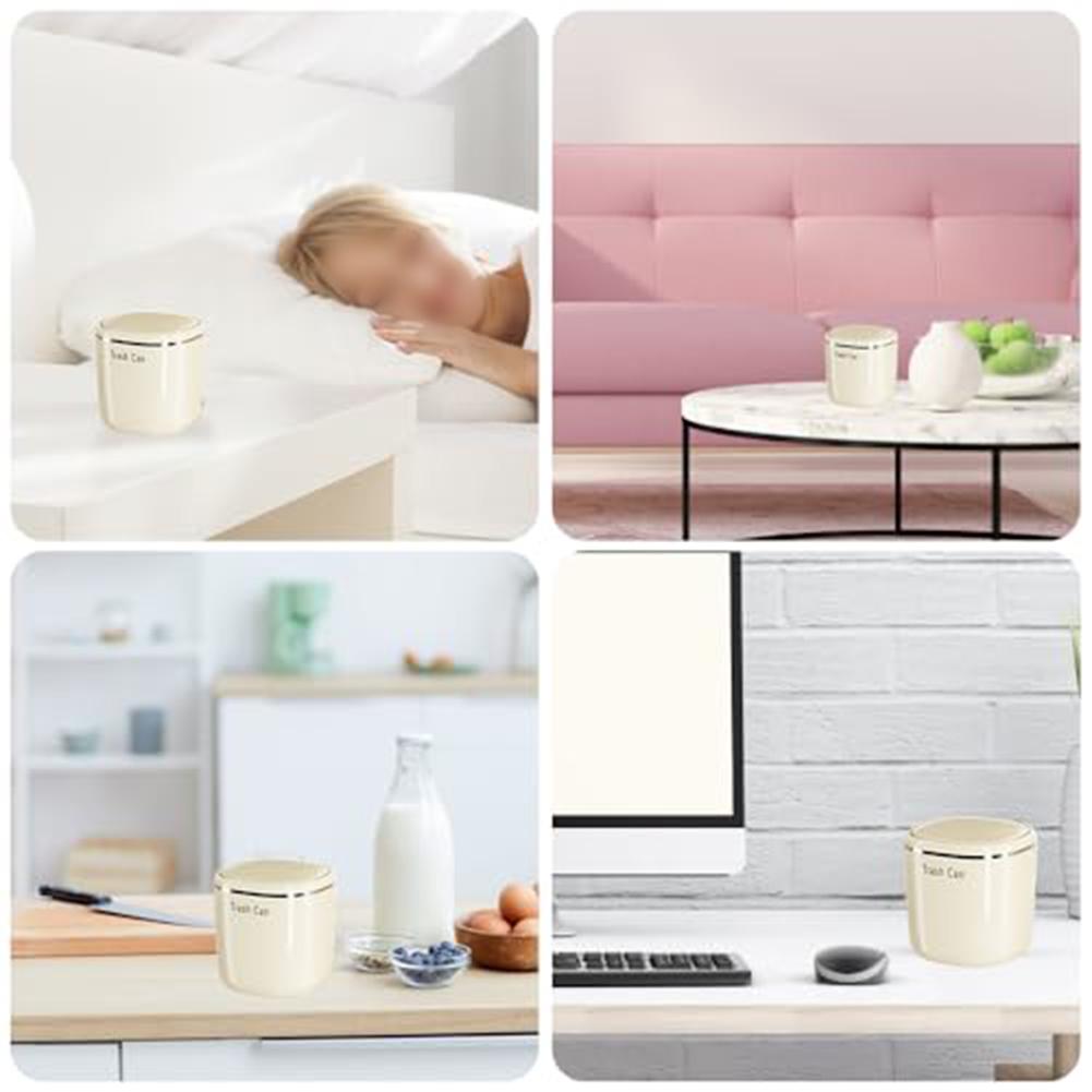 1pc Mini Desktop Bin Small Trash Can Tube With Cover Bedroom Trash Can Garbage Can Clean Storage Box For Home Office Living Room