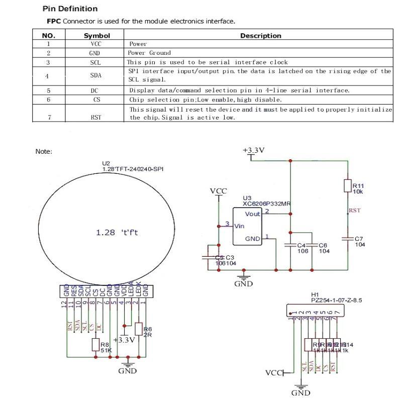 1.28 Inch 4 Wire SPI Interface TFT LCD Module Color Round Screen Display Adapter PCB Board RGB 240*240 GC9A01 Drive