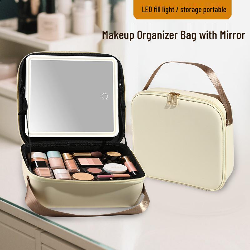 LED Light Makeup Mirror & Storage Travel Bag