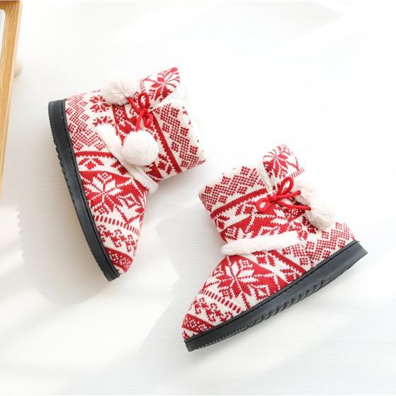 Winter Fur Home Slippers Women Warm Boots Cotton Flat Platform