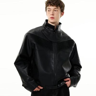 Men's American Retro Leather Motorcycle Jacket - Spring and Autumn Trendy Niche Design