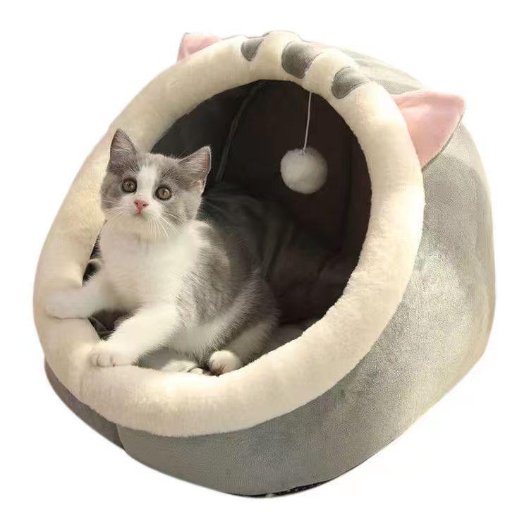 All-Season Semi-Enclosed Wear-Resistant Pet Bed for Dogs and Cats, Stain-Resistant, and Winter Warmth.