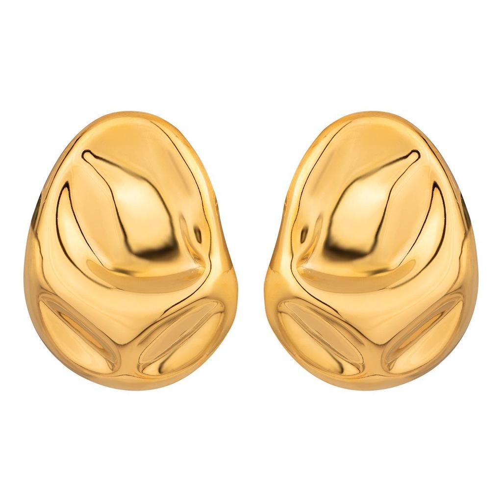 European-American 18K Metal Earrings - Stainless Steel Studs, High-End Titanium Jewelry, Exaggerated Design, INS Style.