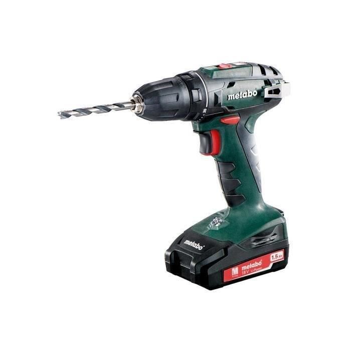 Perceuse visseuse - metabo - bs 18 - 18v - 2 batteries 1,5 ah - bois - professionnelle