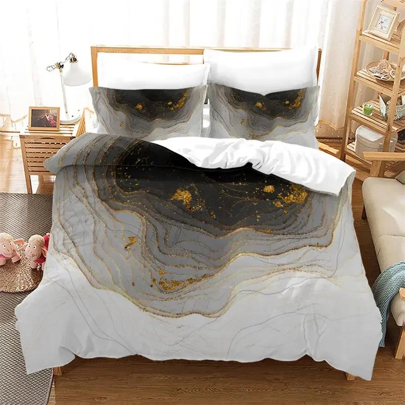Marmor Påslakanset Geometriskt Sängklädesset Abstrakt Konst Quiltöverdrag King Twin Full Queen För Vuxna Barn Flickor Sovrumsinredning
