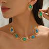 A set of fashionable ethnic Bohemian style Türkiye creative color changing blue eye vortex pattern necklace and earring set