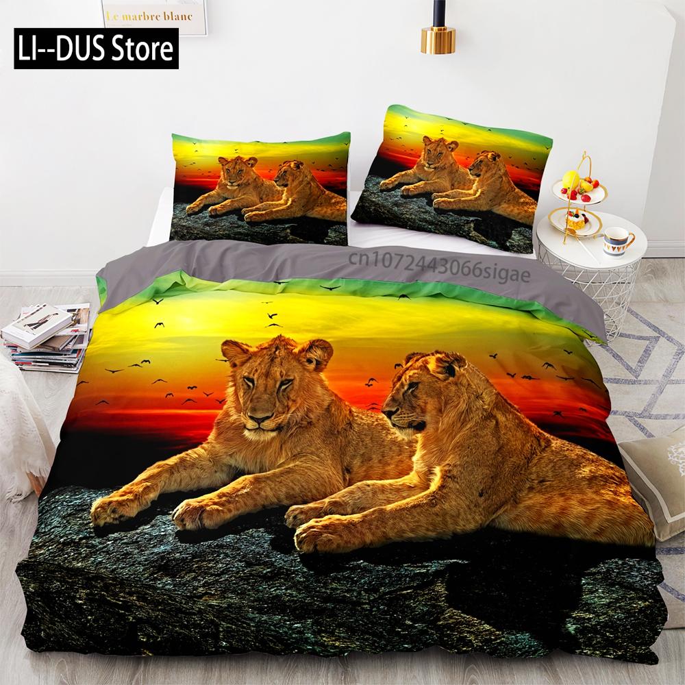 Beast lion Bedding Set Single Twin Full Queen King Size Animal Bed Set Aldult Kid Bedroom Duvetcover Sets 3D Print 036