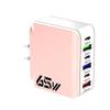 65W Multi-port Charger: 3 PD + 3 USB Ports, Compatible with US/EU/UK Standards, C Port Adapter