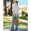 Women's Linen Blend Hollow Knit Top & Denim Pants Set