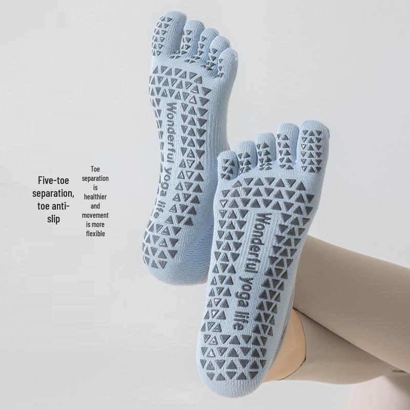 Women's Anti-Slip Yoga & Pilates Five-Toe Socks - Summer Thin, Pure Cotton Toe Separator Boat Socks