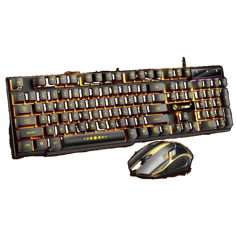 Gaming Style USB Keyboard and Mouse Set with Backlit Mechanical Feel for Desktop and Laptop