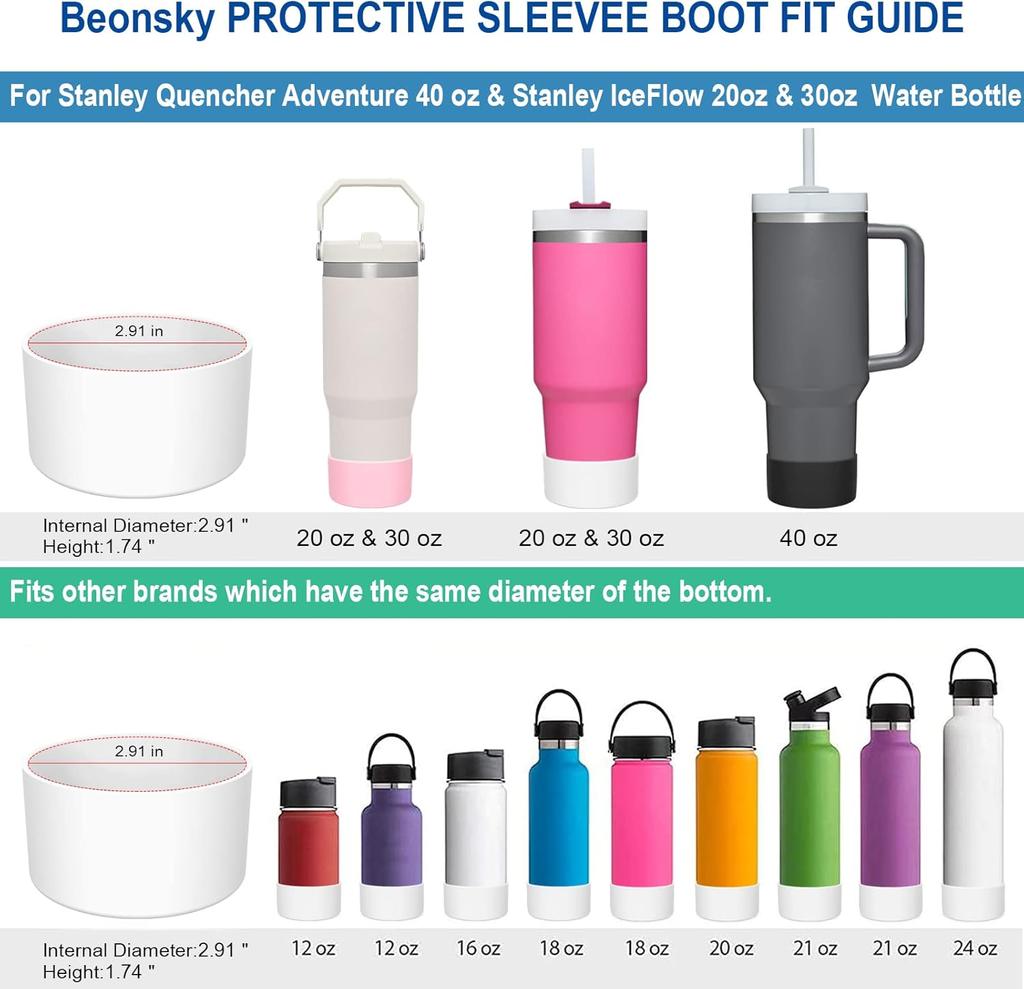2Pcs Silicone Boot for Stanley Quencher Tumbler Protective Cup Bottom Sleeve Cover Cup Accessories Fits H2.0 30oz 40oz