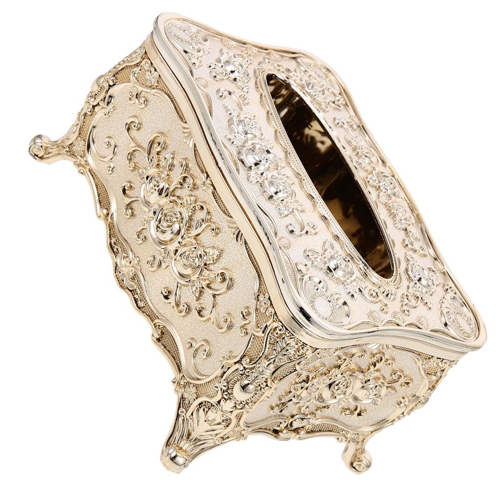 Luxury Gold Plated Tissue Box Retro Style Acrylic Napkin Holder for Living Room Office Decor Vintage Paper Towel Dispenser