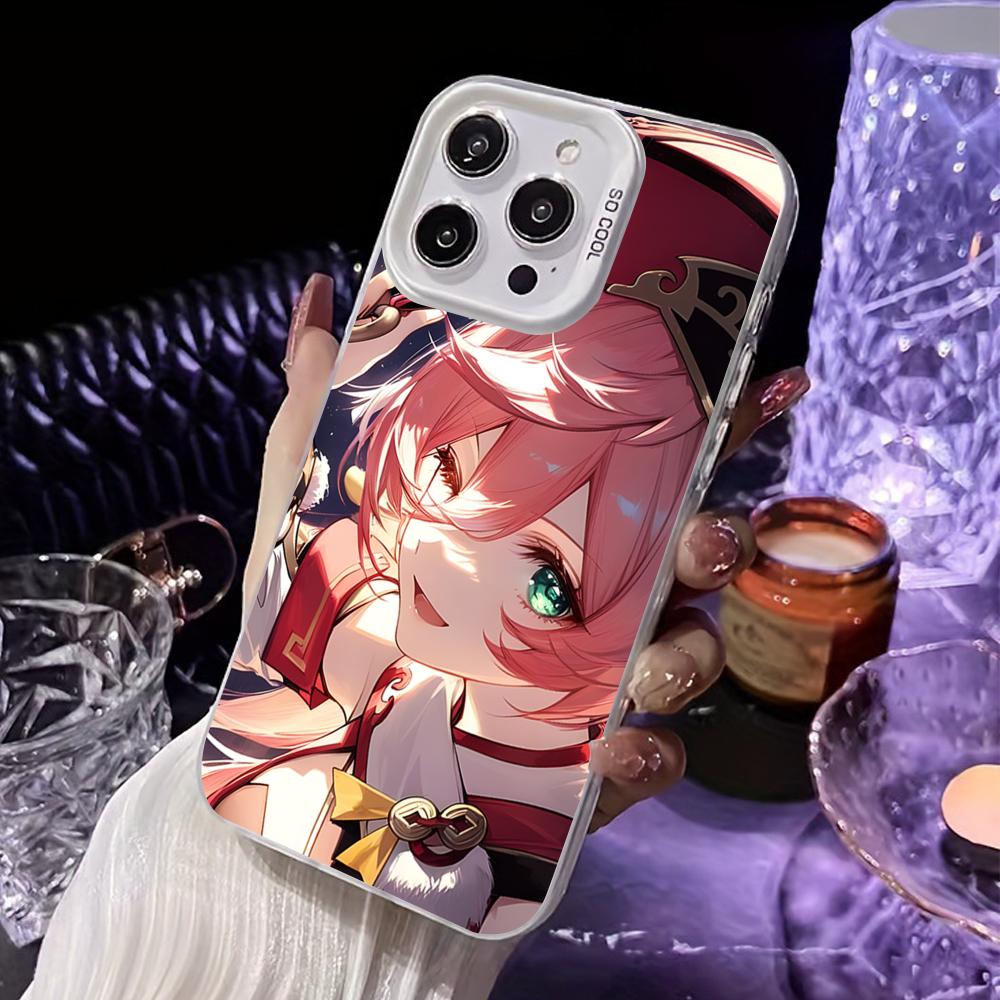 

Game GI Yanfei White Translucent Mobile Phone Case for iPhone 17 16 15 14 13 12 11 X XR XS Air Pro Max Plus Colorful Cover iPhone 13
