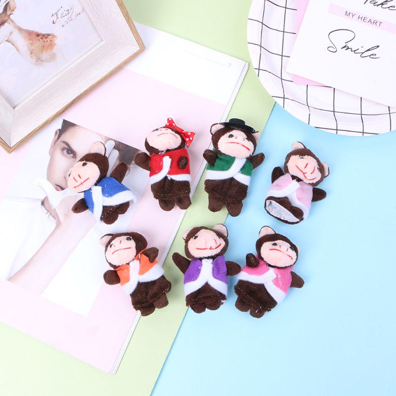 7Pcs Cartoon Animal Monkey Dolls Finger Puppets Set Mini Plush Baby Boys Girls Story Telling Hand