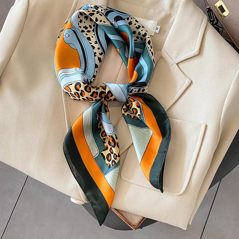 New Floral Print Shawl Design Silk Square Scarf Women Female Wrap Headkerchief Hijab Beach Stoles Hair Band Echarpe Bandana 2023