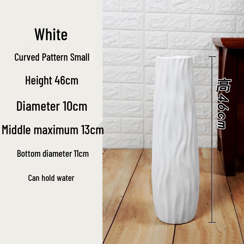 Large Modern Nordic Ceramic Floor Vase: Black & White Minimalist Design for Dried Flowers and French Arrangements In Living Room