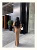 2025 Autumn Women's V-neck Waist-cinching Long-sleeve Hip-hugging Cardigan Dress Set