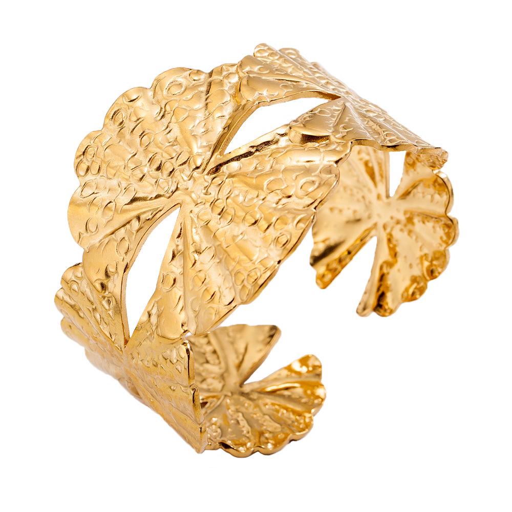 Exaggerated European and American Style Women's Gold-Plated Stainless Steel Hollow Bracelet